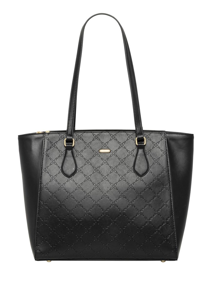 Čierna dámska nákupná taška s monogramom TOREC-1291-9P(Z26)