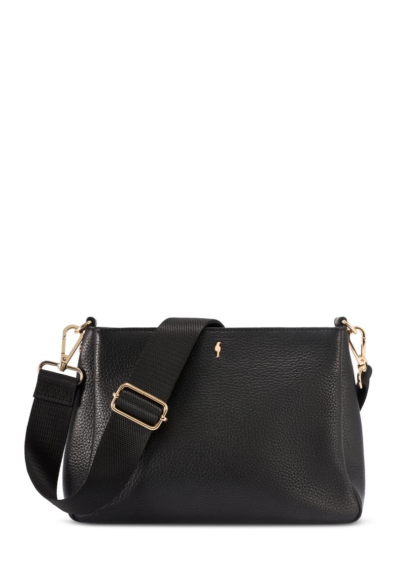 Čierna kožená dámska kabelka cez rameno TORES-1214-9I(W26)