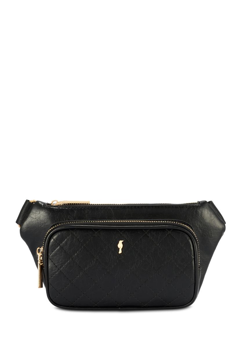 Čierna dámska ľadvinka s prešívaním TOREC-1192-99(W26), pohľad spredu na bielom pozadí.