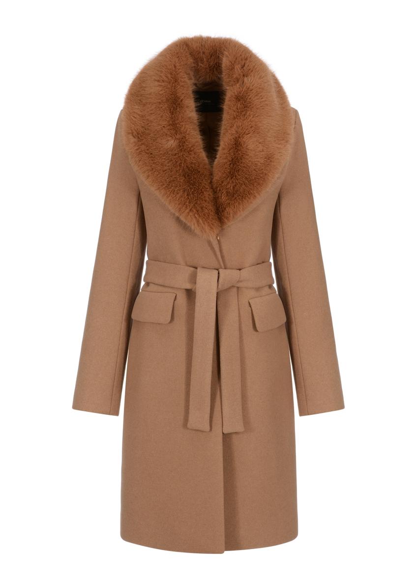 Dámsky dlhý kabát s opaskom PLADT-0049-82(Z24)-04