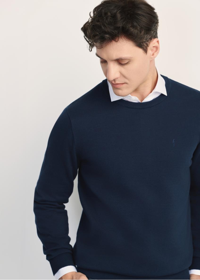 Tmavomodrý pánsky basic sveter SWEMT-0114A-69(Z24)