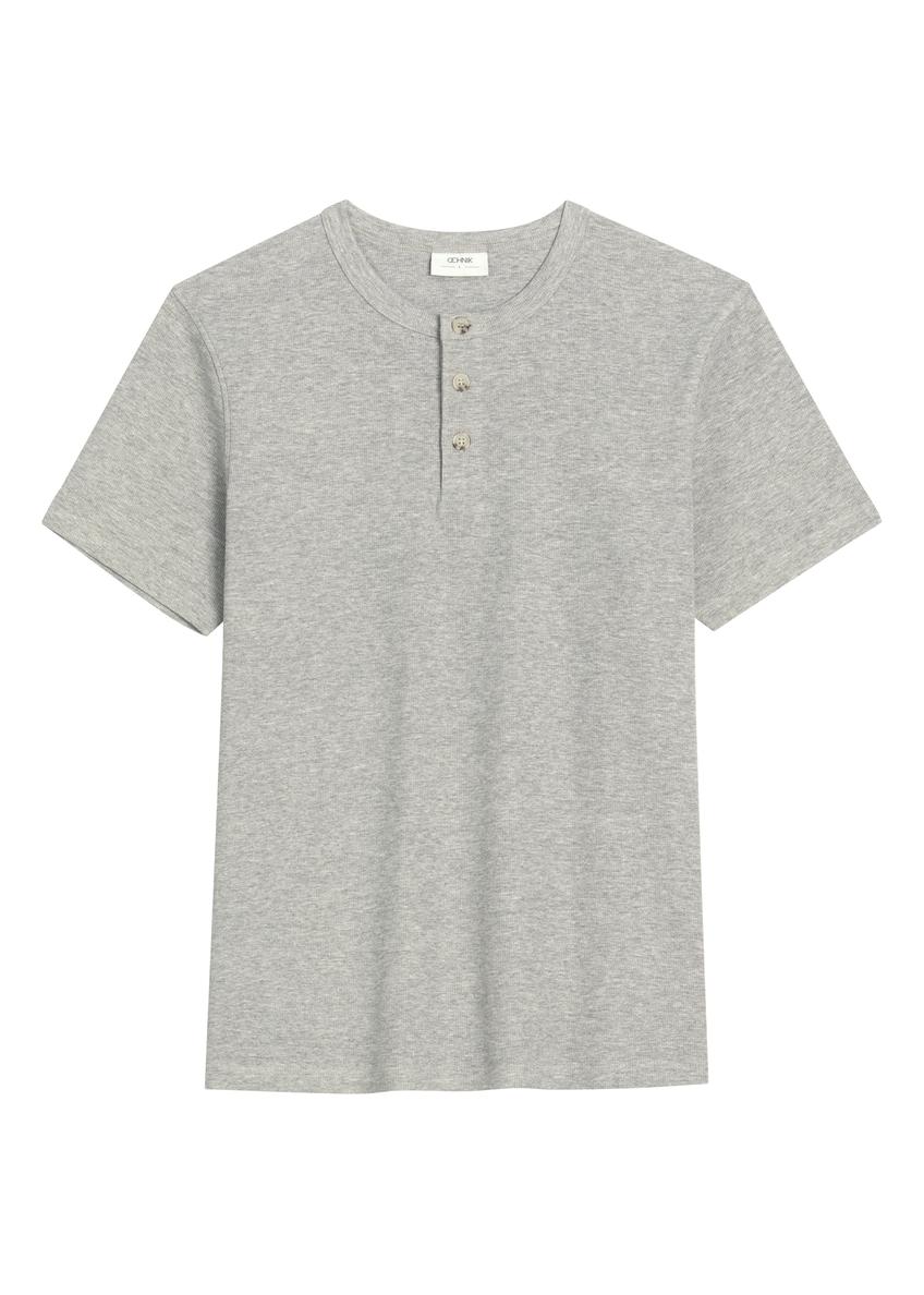 Pánske sivé pruhované tričko TSHMT-0159-9B(Z26)