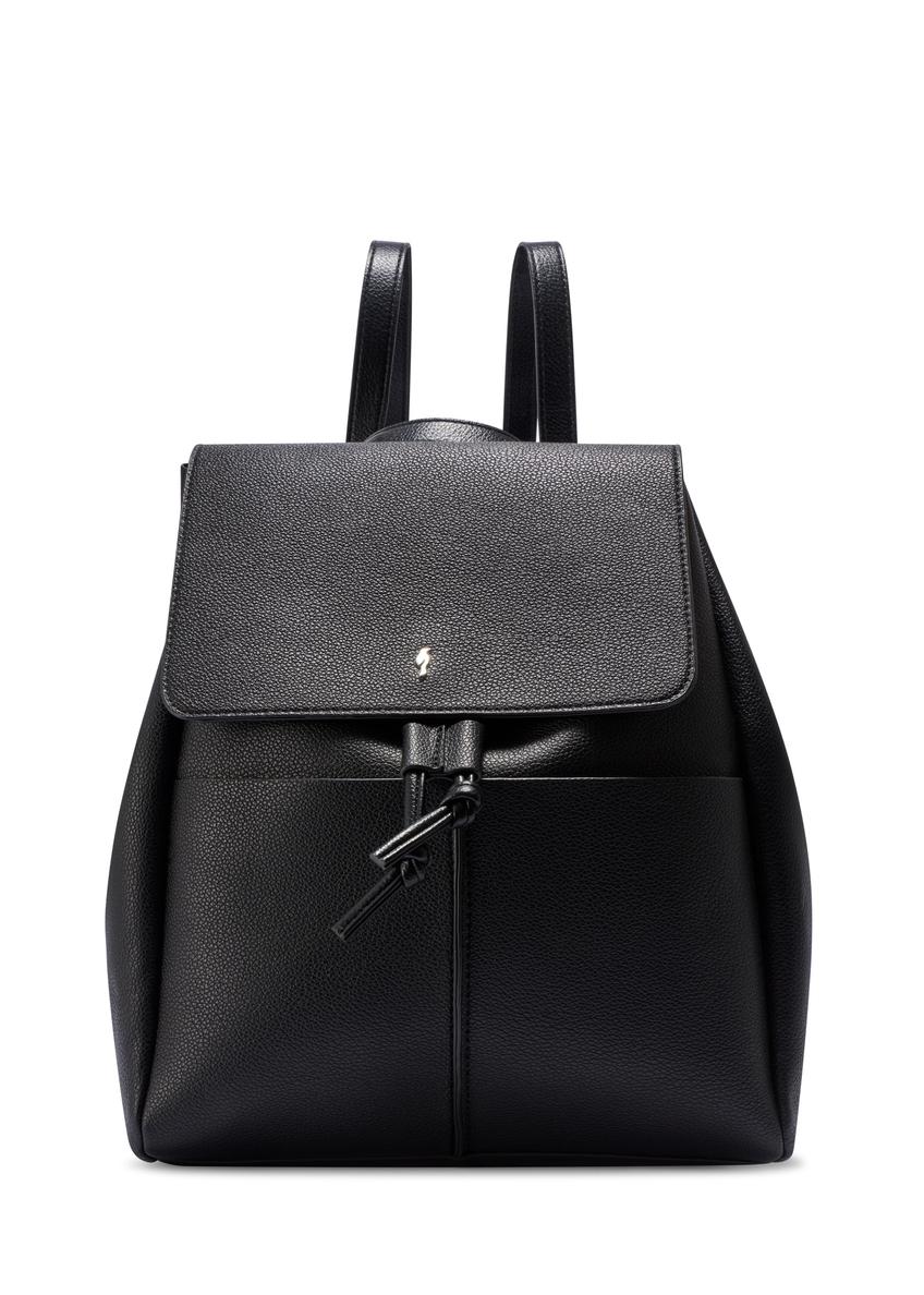 Čierny stredne veľký dámsky batoh TOREC-1132-99(W26) - pohľad na produkt spredu, na bielom pozadí.