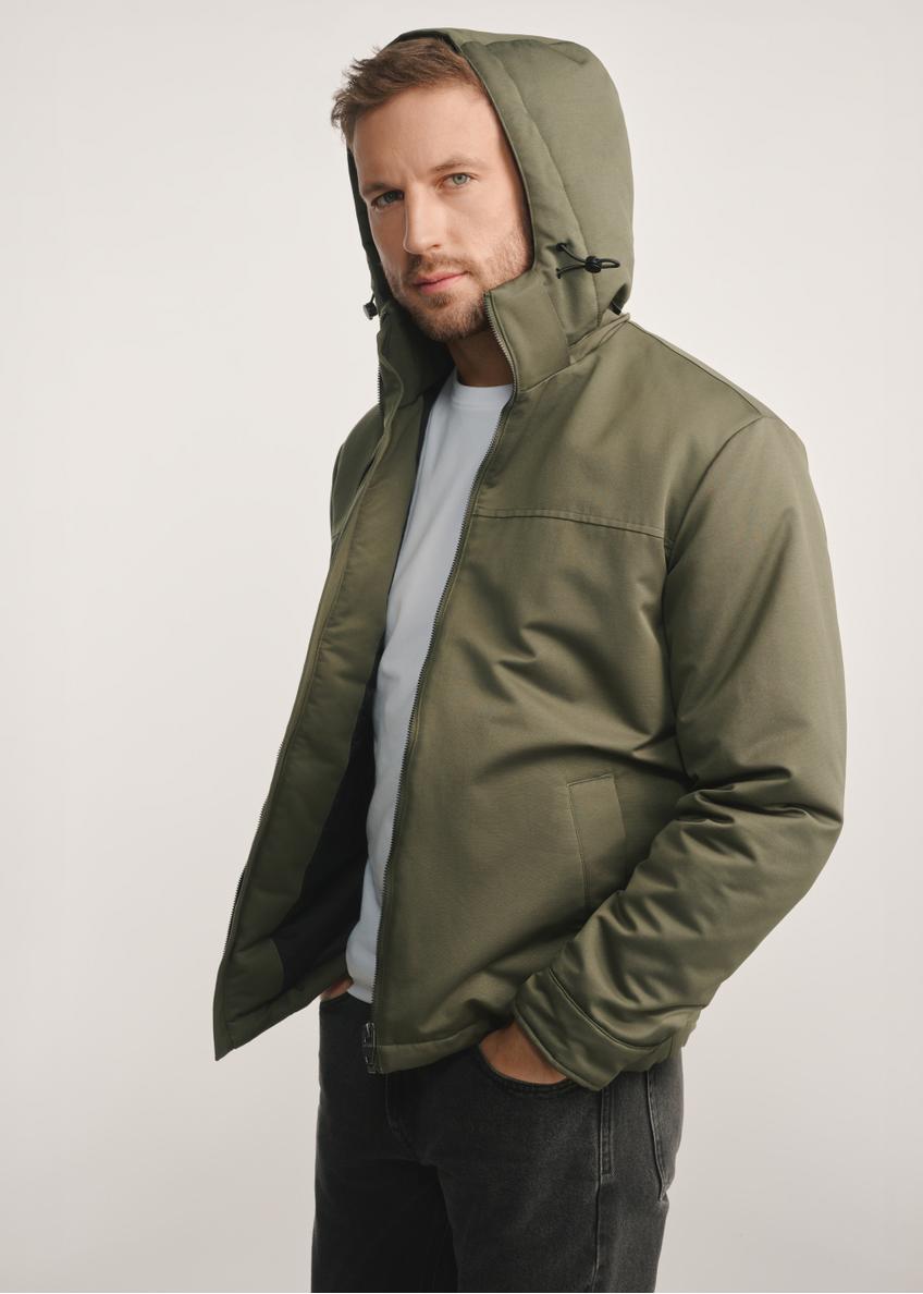 Pánska bunda v khaki farbe KURMT-0386-54(Z25)