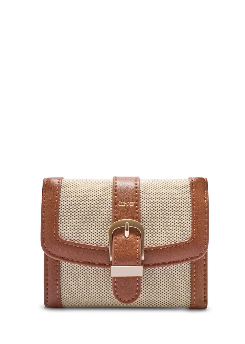 Malá béžová dámska peňaženka POREC-0433-0P(W26) - pohľad spredu na produkt, na bielom pozadí.