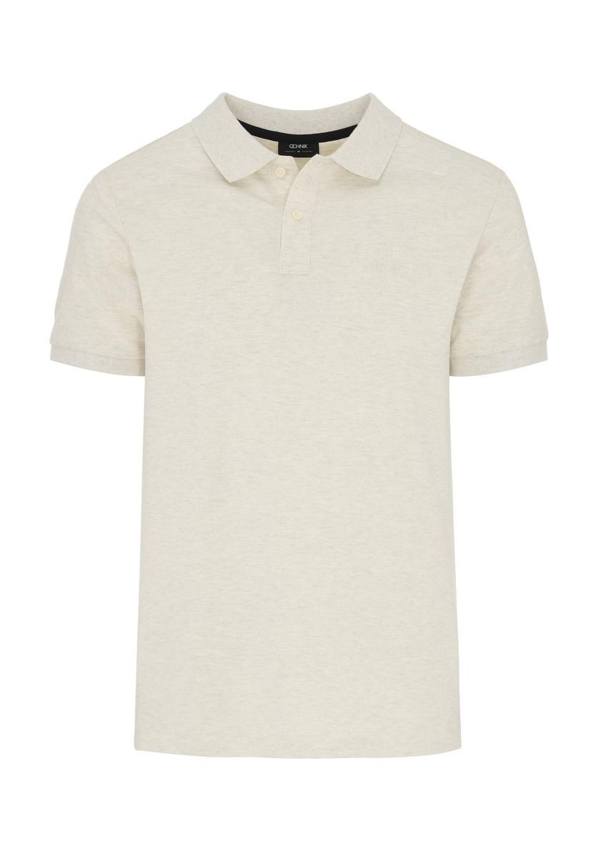 Pánske krémové polo tričko POLMT-0070-11(W24)-03