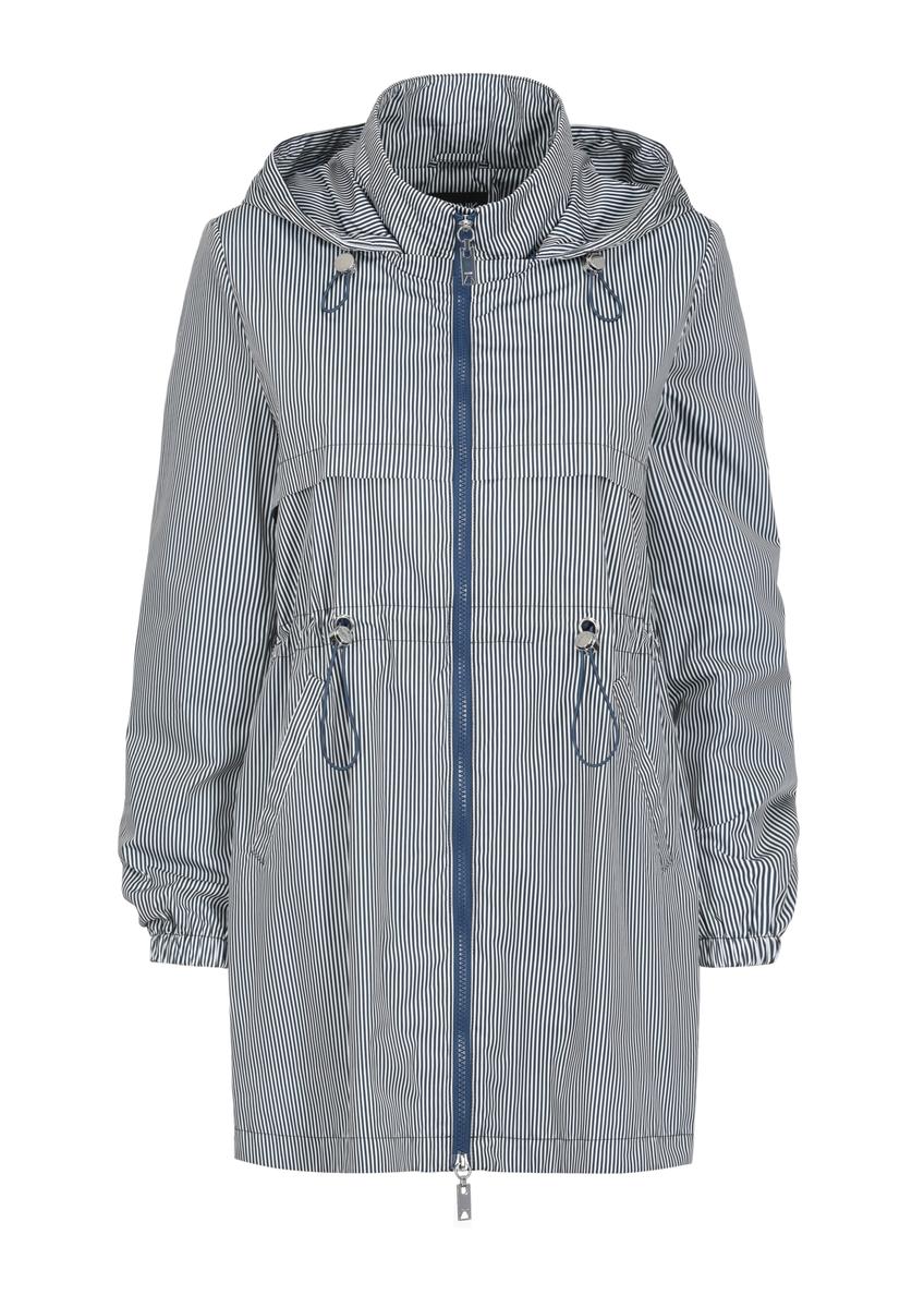 Dámska dlhá pruhovaná bunda s kapucňou KURDT-0514-11(W24)-06