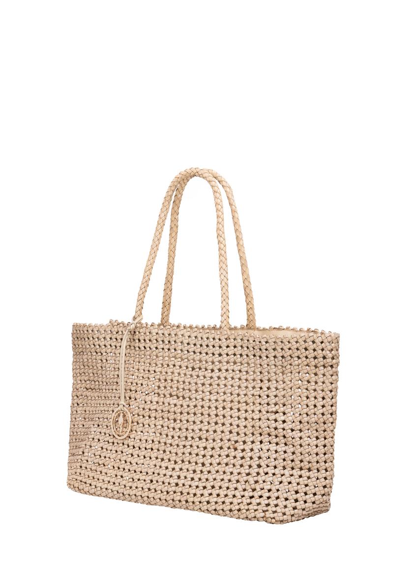 Bežová kožená kabelkaTORES-1300-0C(W26)