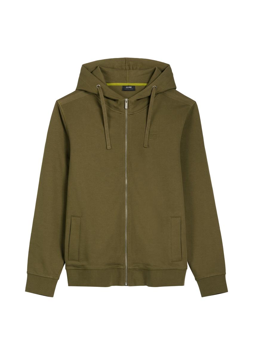 Pánska khaki mikina na zips  BLZMT-0078-8D(W26)