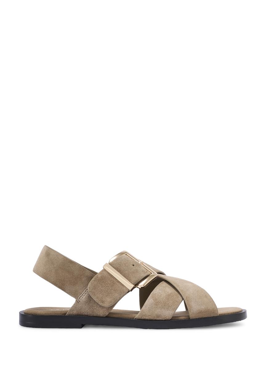 Dámske semišové sandále v chladnej béžovej farbe BUTYD-1238-1K(W26)