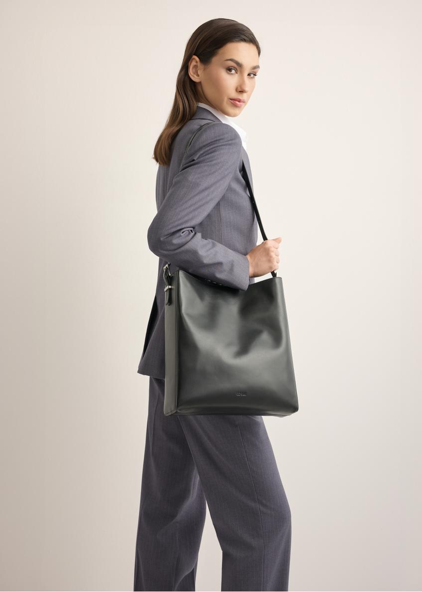 Čierna kožená kabelka shopper TORES-1436-99(Z26)