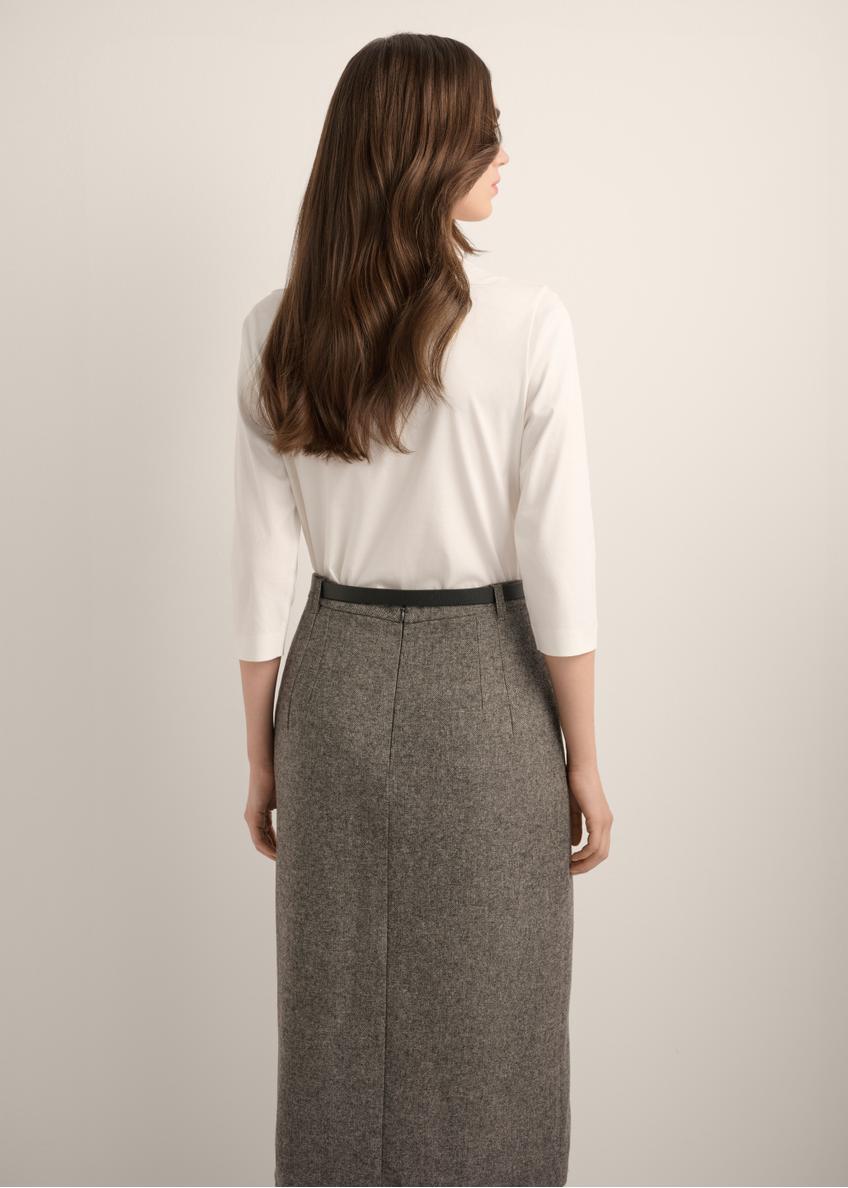 Krémová bavlnená blúzka s výstrihom V-neck BLUDT-0210-0B(Z26)