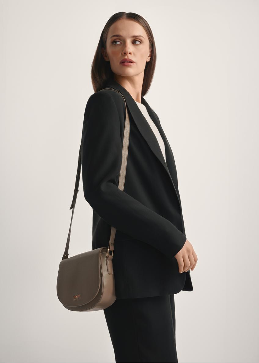 Tmavobéžová kožená polkruhová taška TORES-0972F-1K(W26)