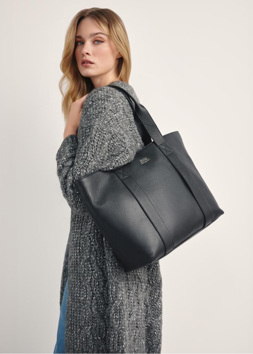 Čierna elegantná dámska shopper kabelka TORES-1200-99(Z25)