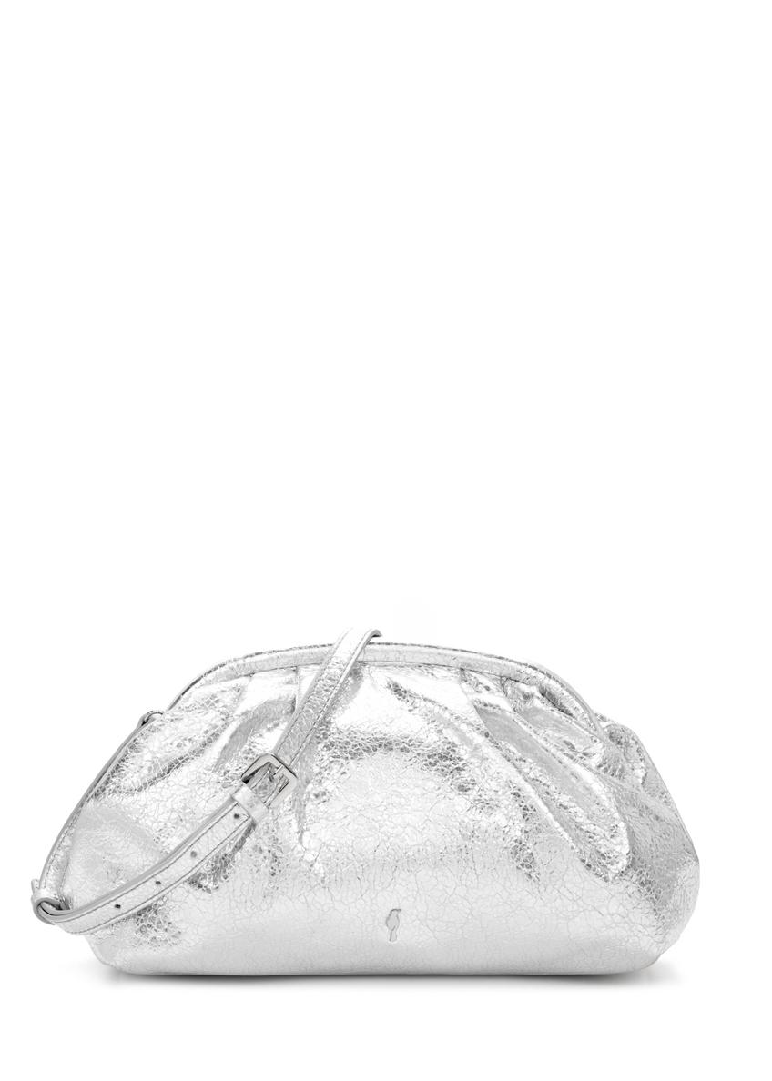 Dámska kožená kabelka striebornej farby TORES-1175-92(Z25)