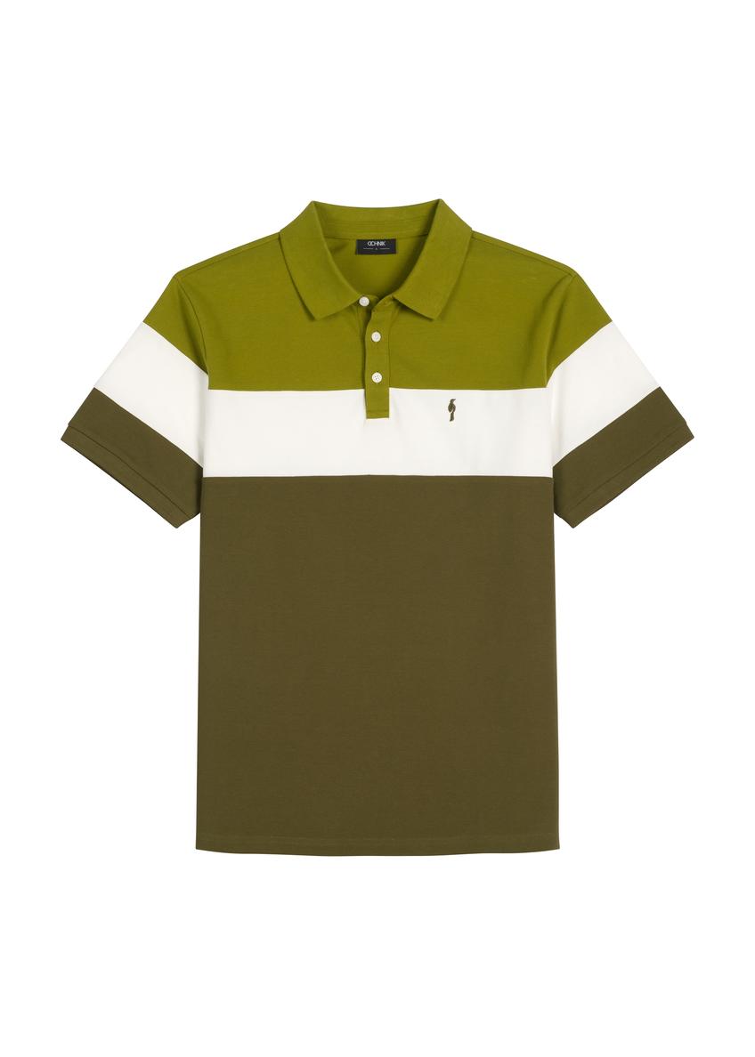Pánske zelené bavlnené polo tričko POLMT-0087-8E(W26)