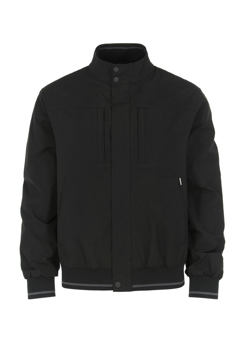 Pánska čierna bunda so stojačikom KURMT-0295-99(W23)-04