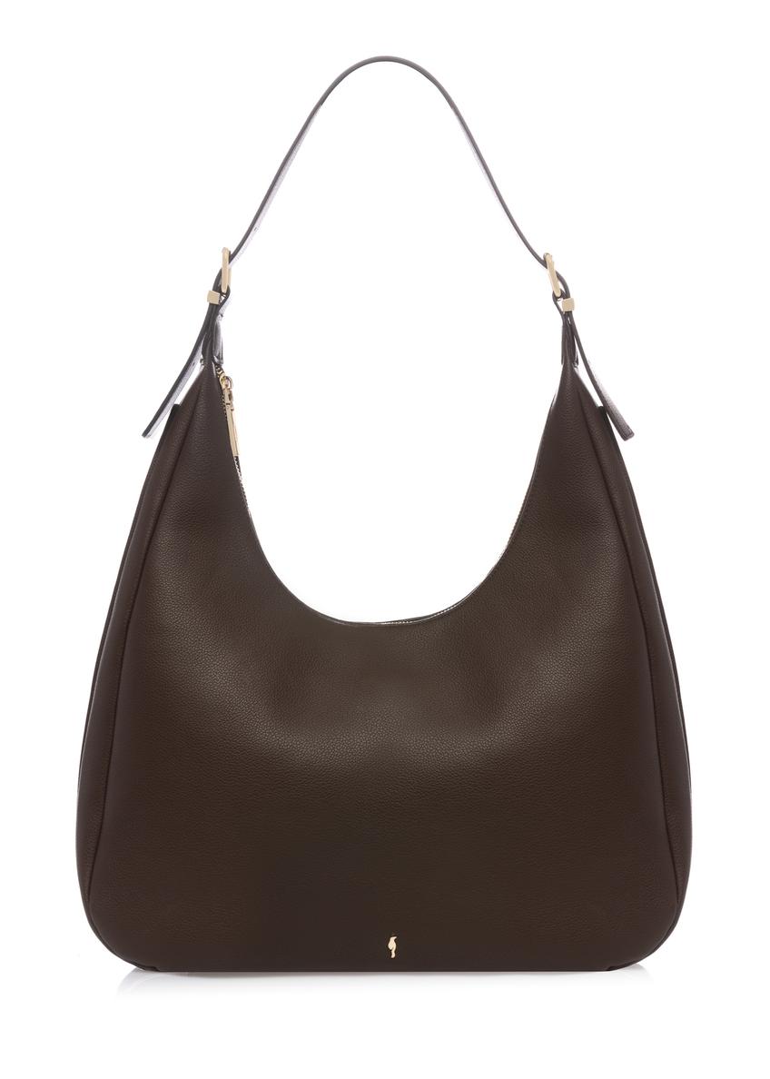 Hnedá dámska nákupná kabelka TOREC-1238-1I(W26), pohľad spredu na bielom pozadí.