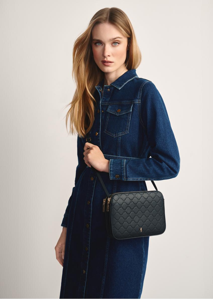 Čierna dámska crossbody kabelka s monogramom TOREC-0205F-98(Z25)