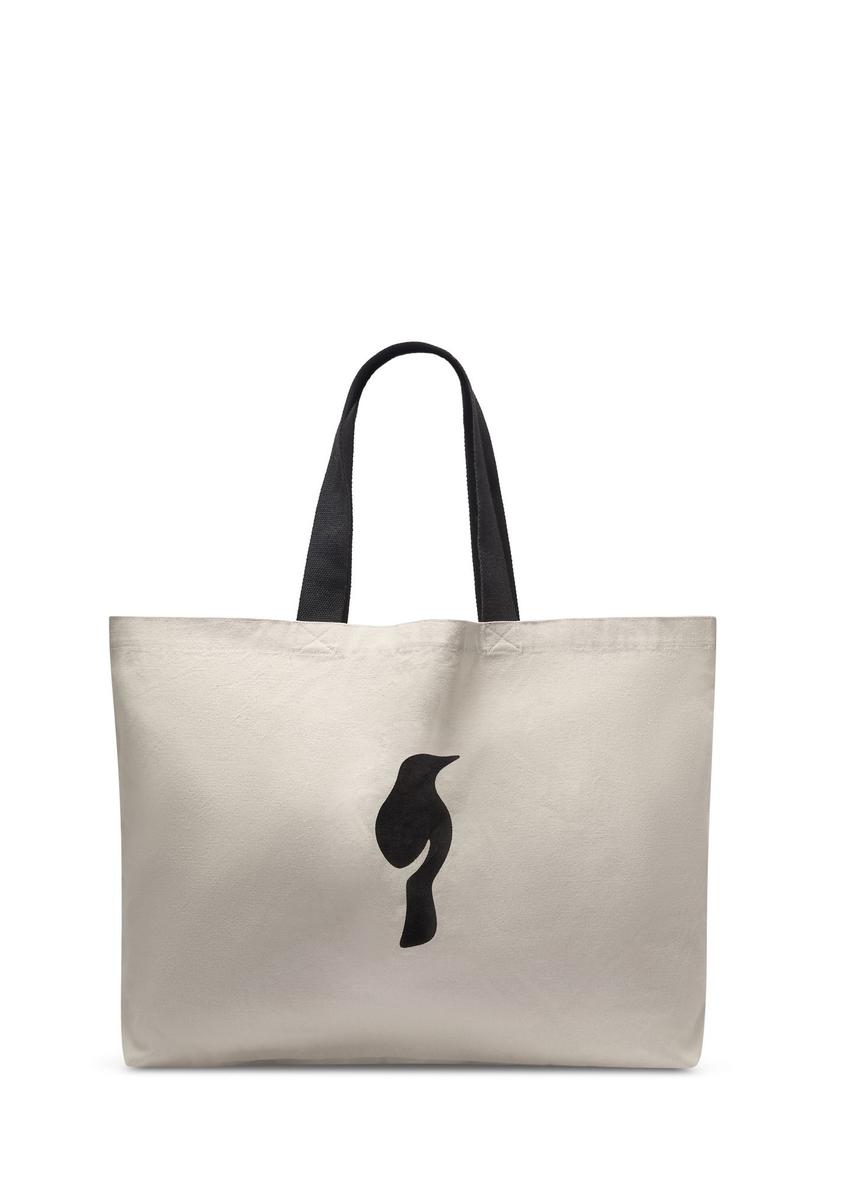 Krémová bavlnená taška TOREN-0136-0C(W26) - pohľad na produkt zhora, na bielom pozadí.