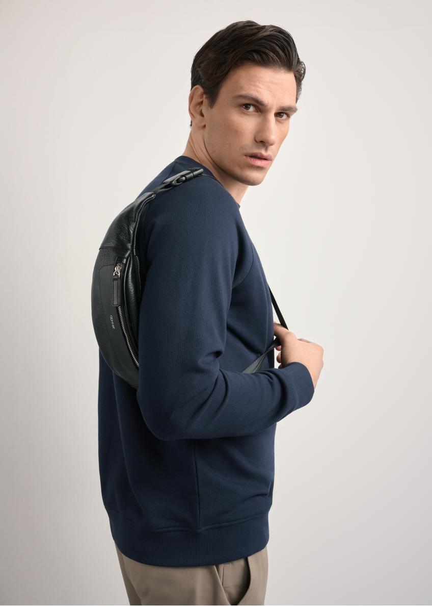 Pánska čierna kožená ľadvinka s logom TORMS-0295A-99(Z25)