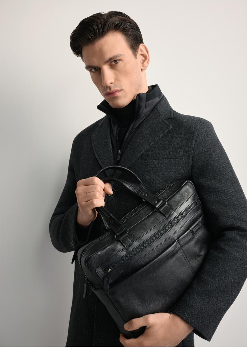 Veľká čierna kožená pánska aktovka TORMS-0416A-99(Z25)