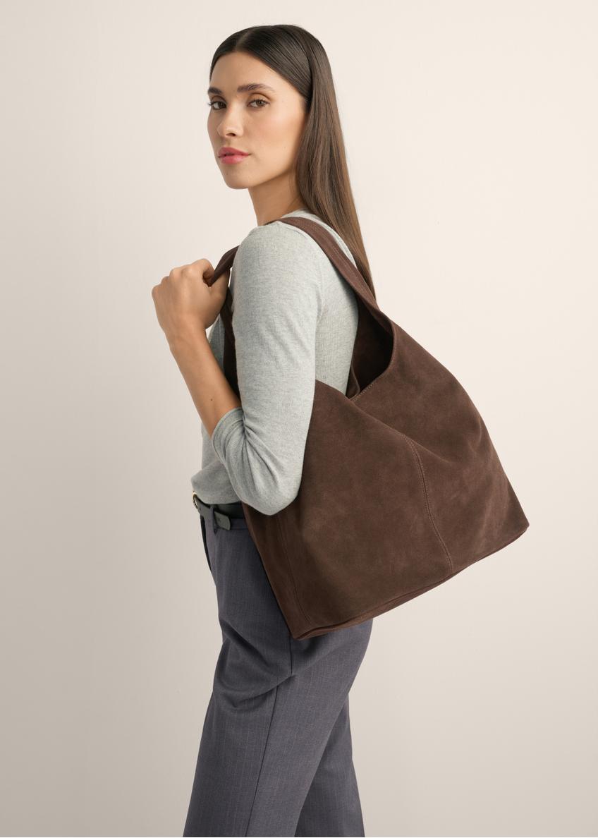 Hnedá semišová kabelka shopper TORES-1403-1H(Z26)