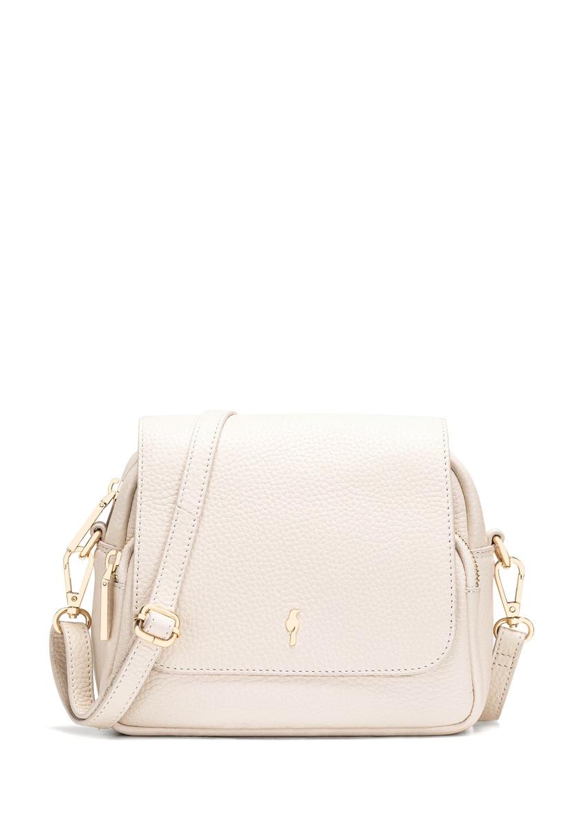 Kremová kožená dámska crossbody kabelka TORES-0958C-12(W25)