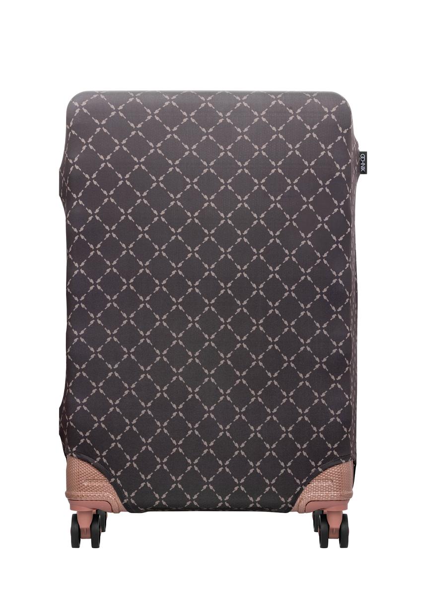 Hnedý obal na veľký kufor AW-013-0006-1P-L(W26), pohľad na produkt spredu na kufri.