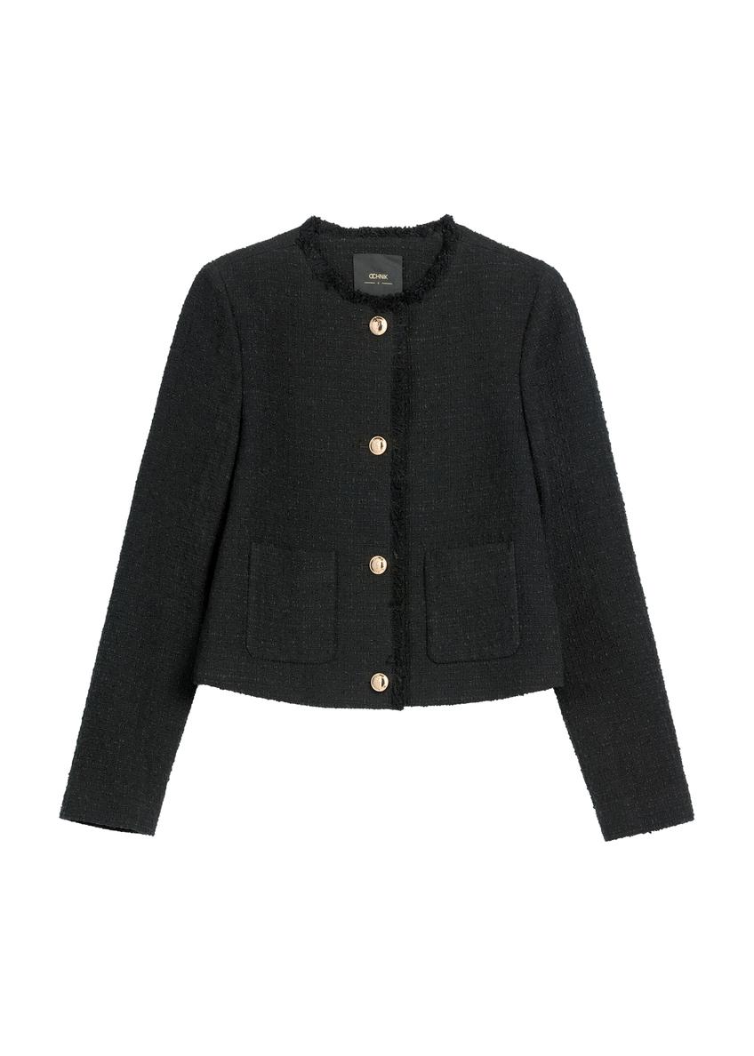 Čierna krátka dámska bunda ZAKDT-0041-99(W26)