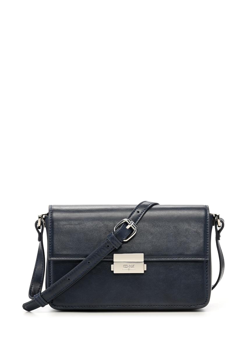 Elegantná dámska kabelka v tmavomodrej farbe TOREC-1251-7E(Z26) - pohľad na produkt spredu, na bielom pozadí.