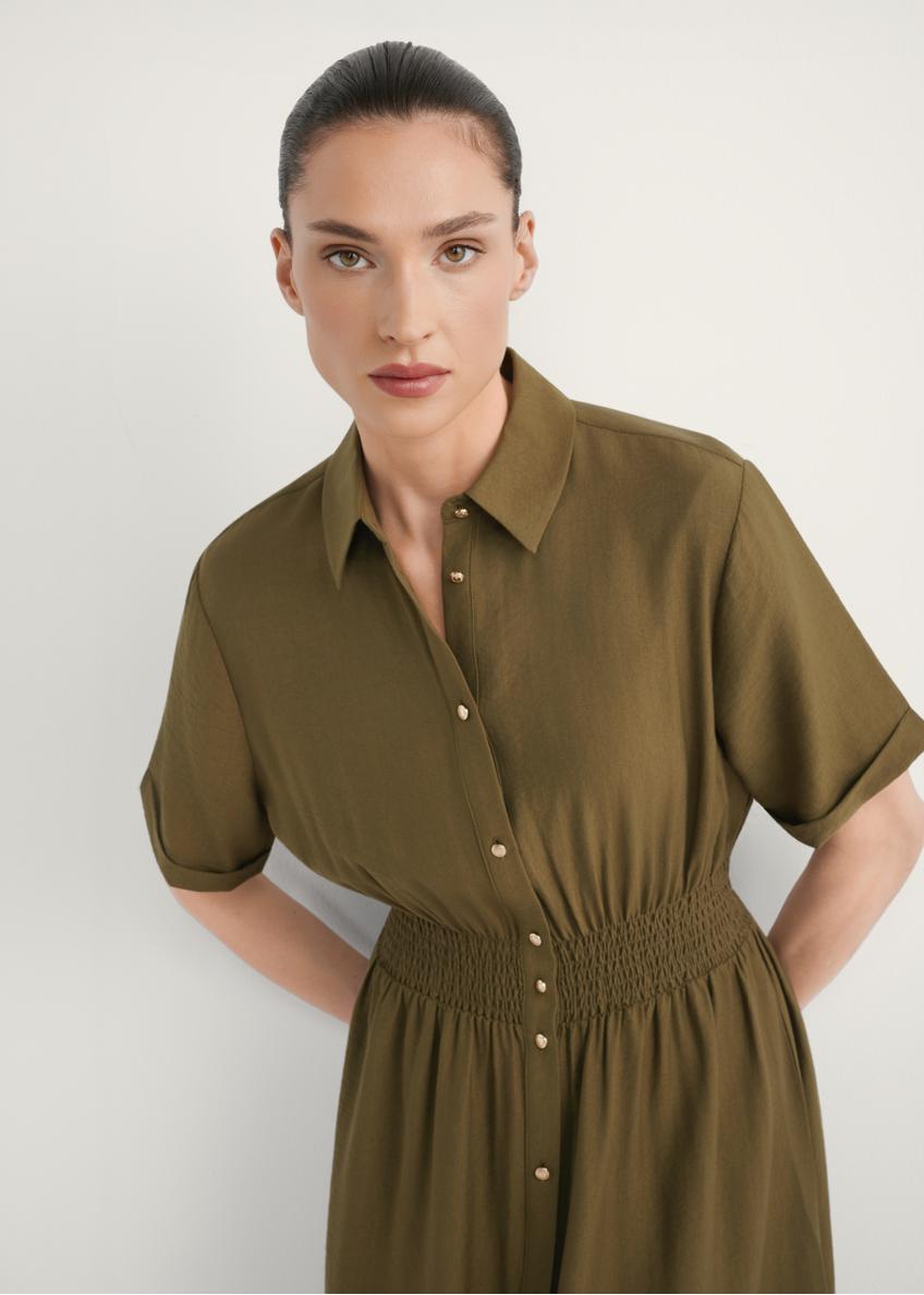 Khaki midi šaty SUKDT-0257-8D(W26)