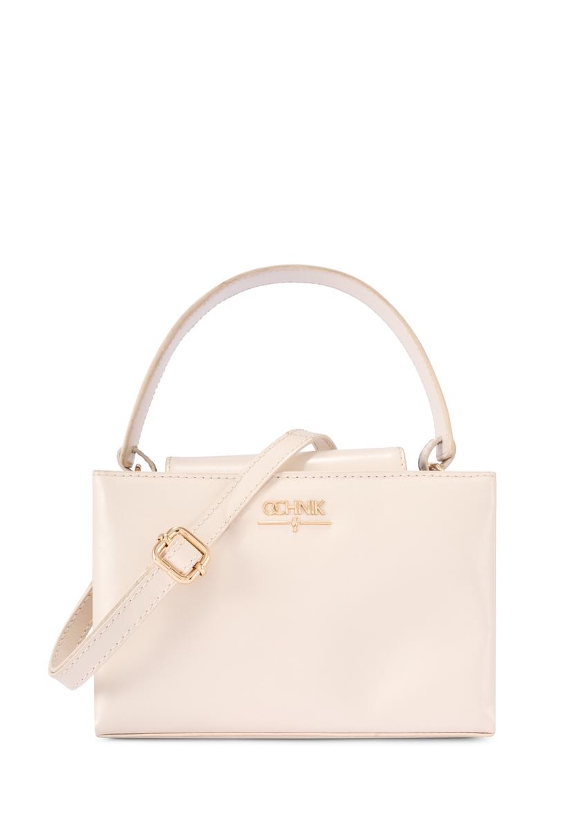 Krémová kožená kabelka TORES-1270-0B(W26)