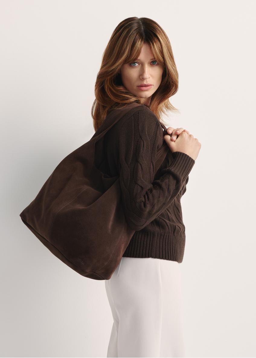 Hnedá dámska semišová shopper kabelkaTORES-1177-89(Z25)