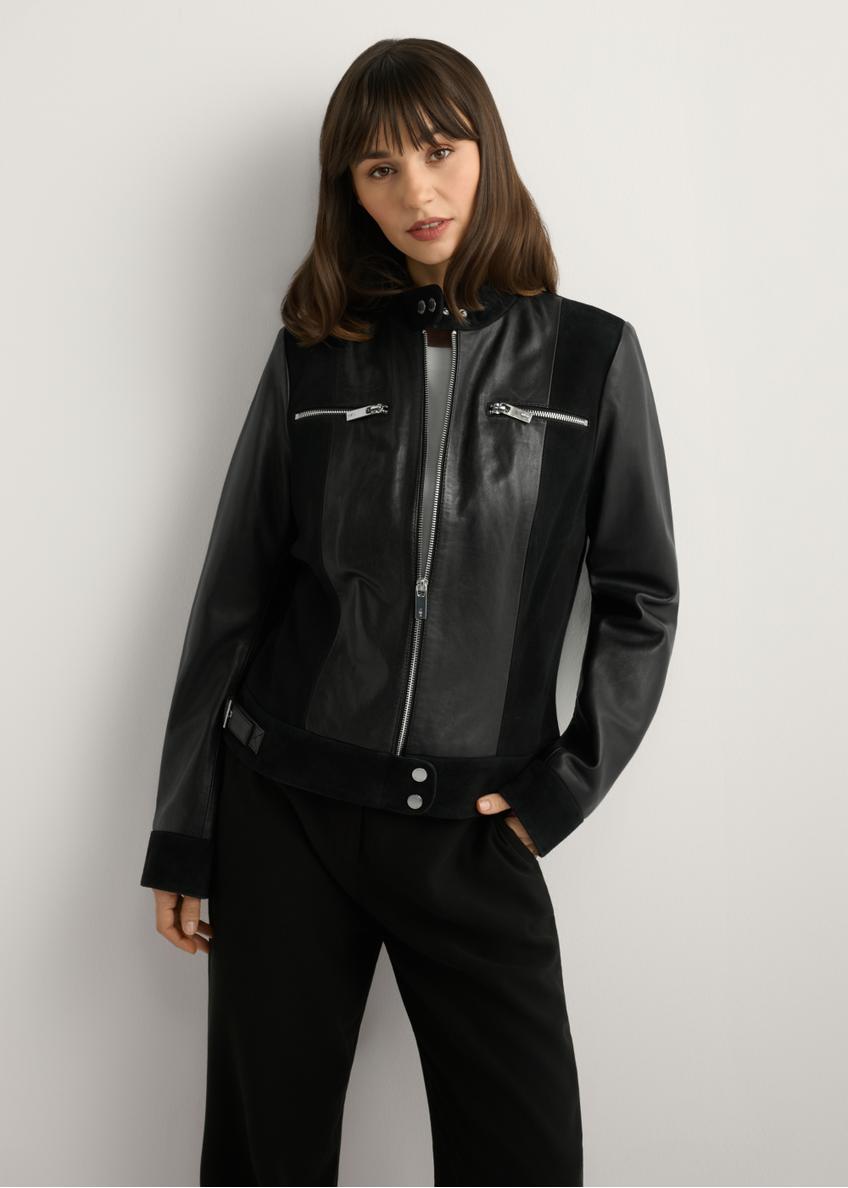 Dámska čierna kožená bunda KURDS-0587-99(W26)