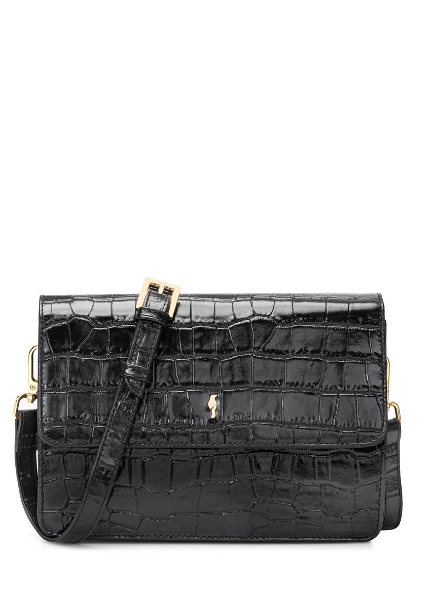 Čierna malá kožená kabelka croco TORES-1233-9G(W26)