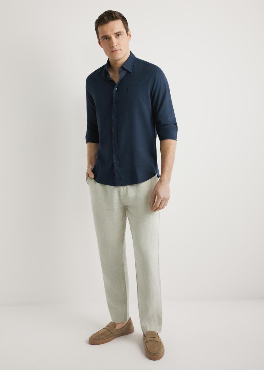 Pánske béžové ľanové nohavice SPOMT-0119-1B(W26)