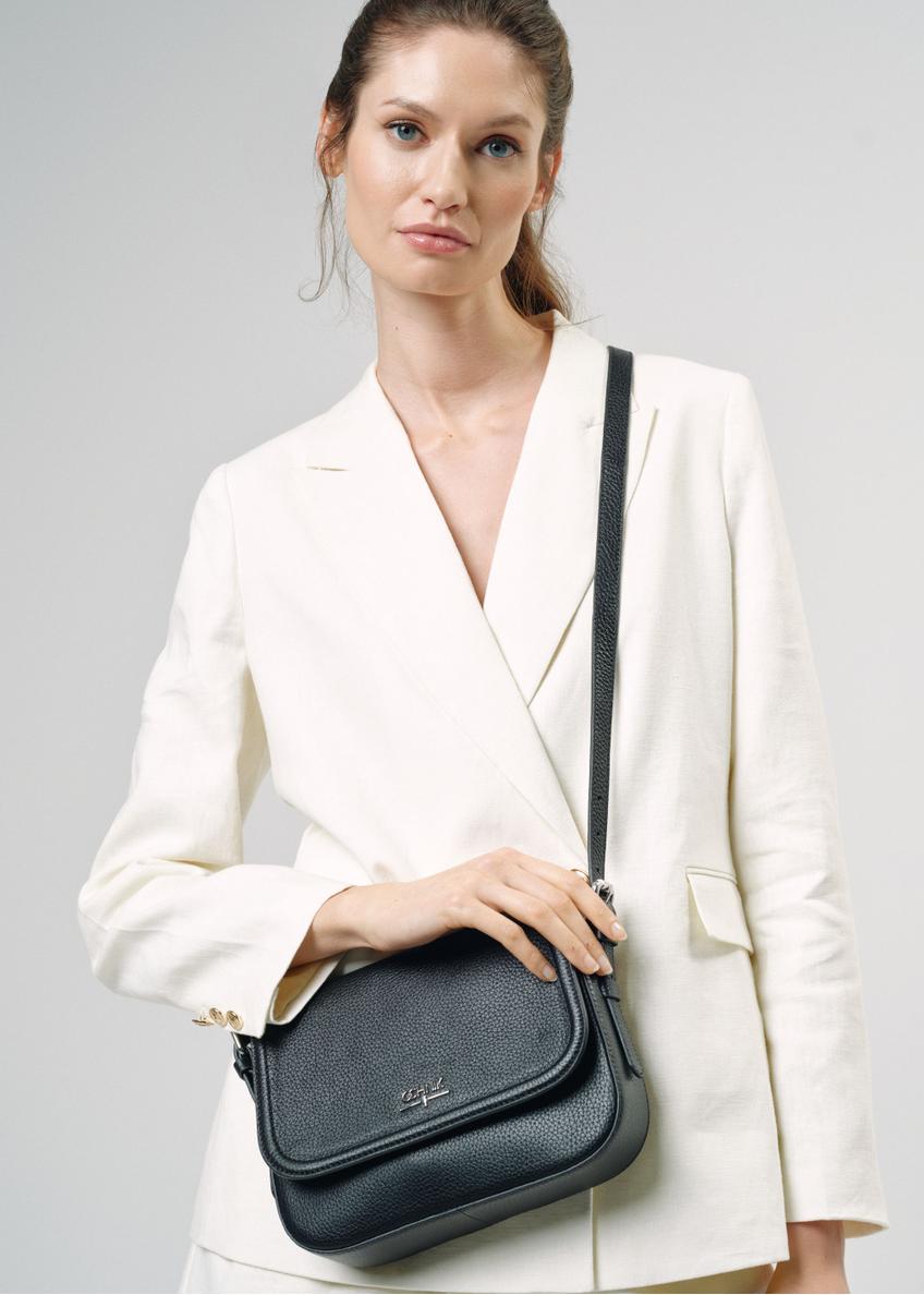 Čierna kožená dámska crossbody kabelka TORES-0985D-99(Z25)
