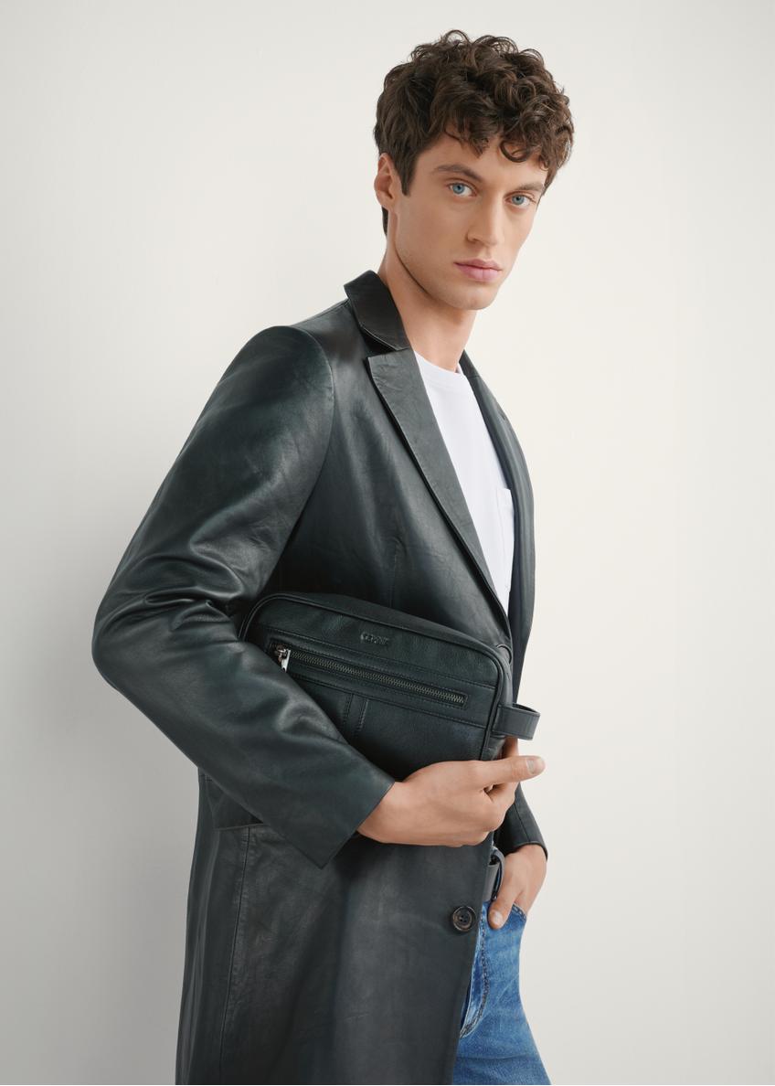 Čierna kožená pánska kozmetická taška TORMS-0490-99(W26)