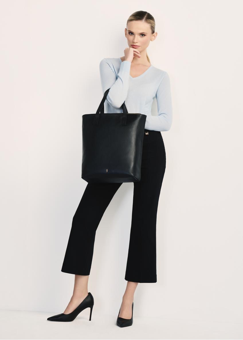 Čierna kožená shopper kabelka TORES-0850E-99(Z25)