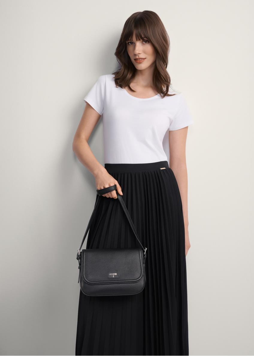 Čierna kožená dámska crossbody kabelka TORES-0985D-99(Z25)
