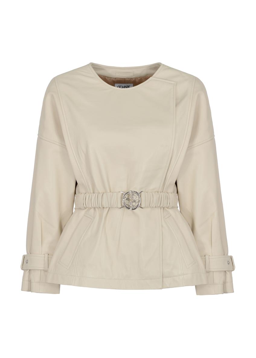 Dámska kožená bunda s opaskom KURDS-0426-1037(W23)-06