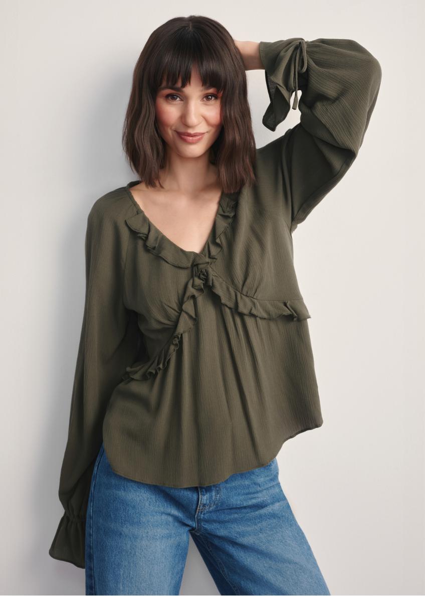 Dámska blúzka v khaki farbe BLUDT-0194-55(Z25)