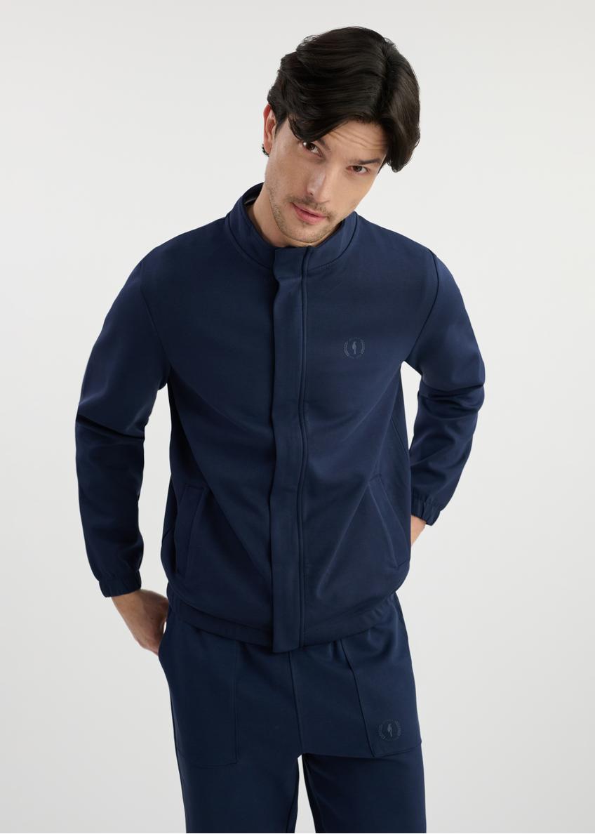Námornícka modrá pánska mikina na zips BLZMT-0072-69(W25)