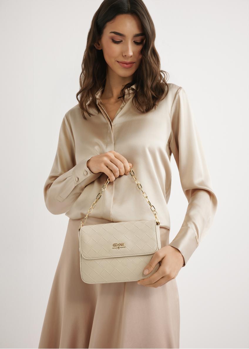 Krémová pletená dámska kabelka TOREC-0767-0P(W26)