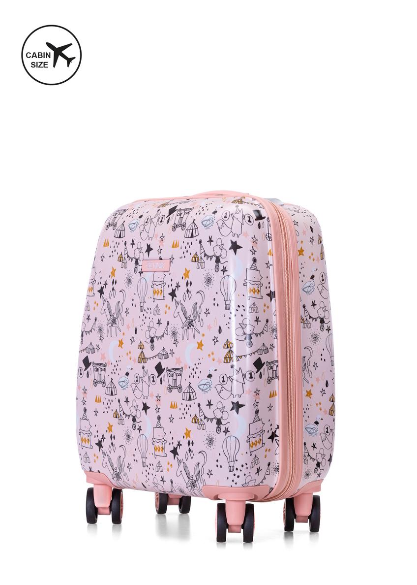 Malý ružový kufor na kolieskach WALAB-0079-34-19(W25)