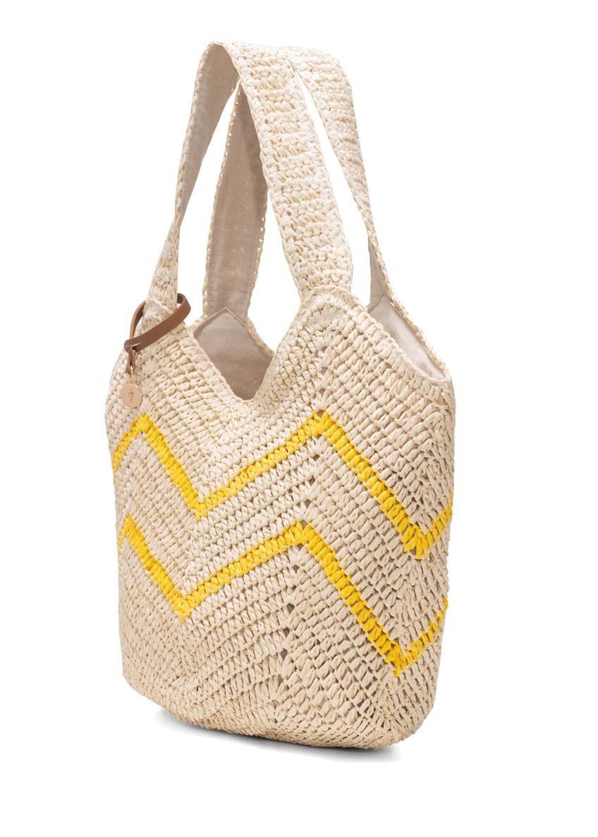 Shopper kabelka z imitácie slamy TOREC-0942A-25(W25)