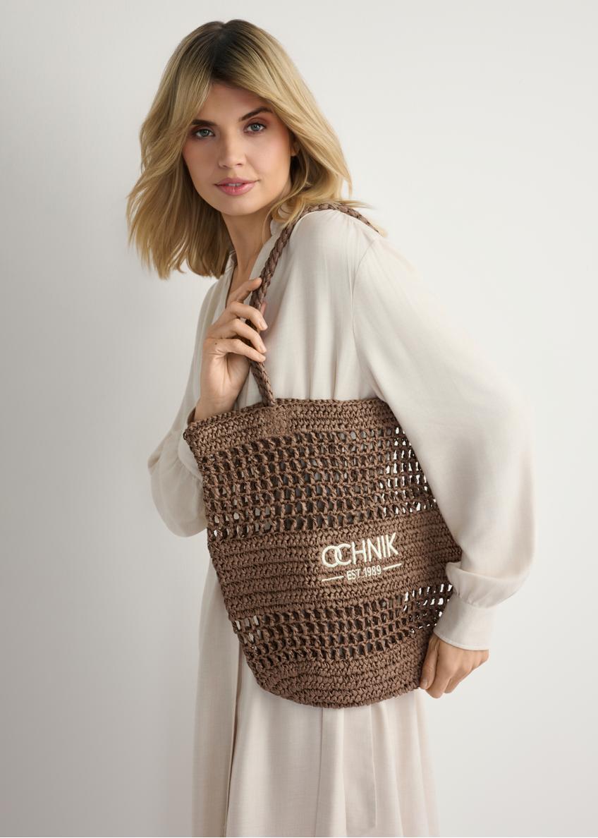 Slamovo hnedá dámska shopperka TOREC-0924-1H(W26)