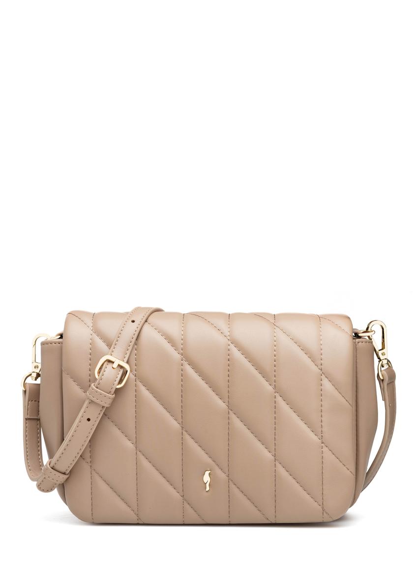 Béžová dámska kabelka s prešívaním TOREC-1151-1D(W26), pohľad spredu na bielom pozadí.