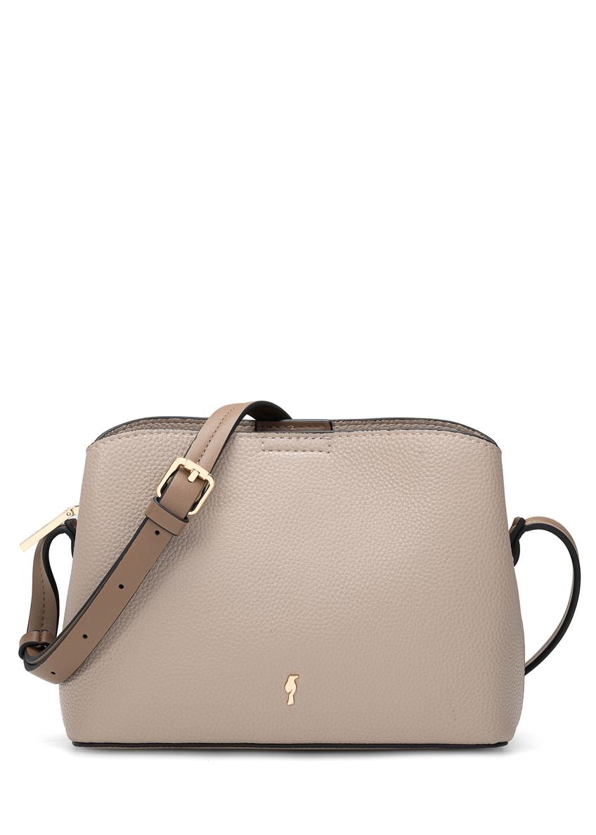 Béžová malá dámska kabelka TOREC-0768-1B(W26), pohľad spredu na bielom pozadí.